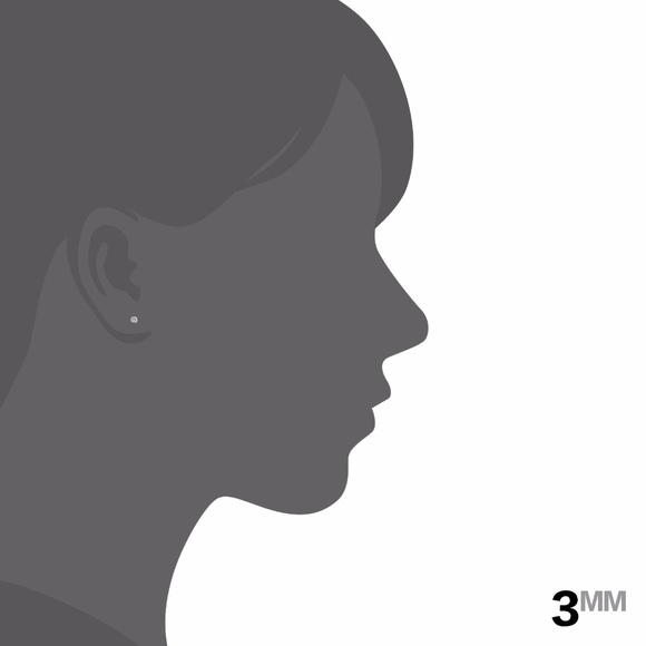 925 Sterling Silver Round Cut CZ Stud Earrings 3mm - Picture 3 of 4